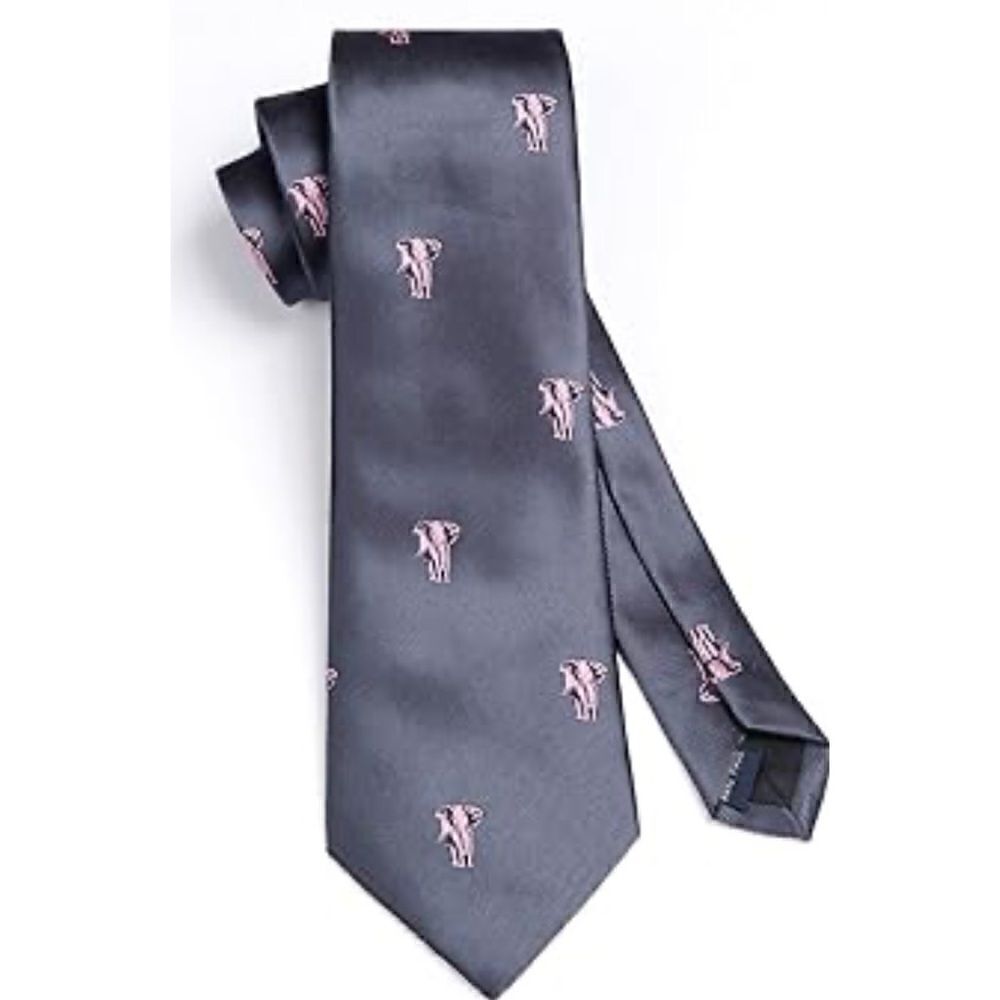 HISDERN  Pink Elephant Tie for Boy / Clip in/ New No Tags